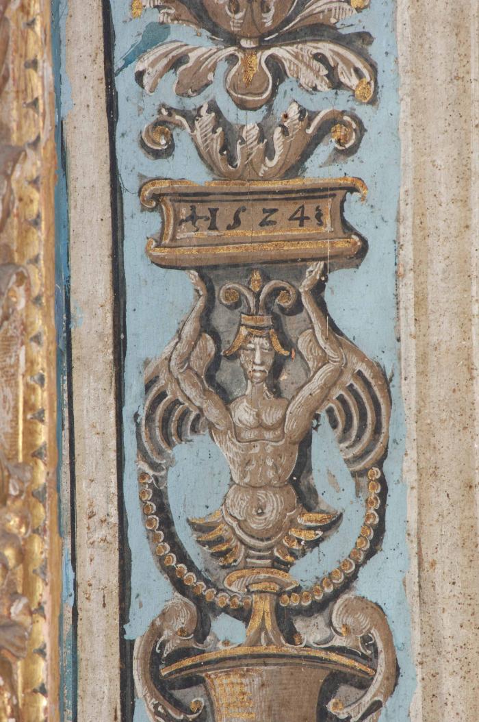 Cadre, détail retable du Précurseur (1524), église paroissiale Saint-Jean-Baptiste, Villars-sur-Var. Cliché M. Graniou.