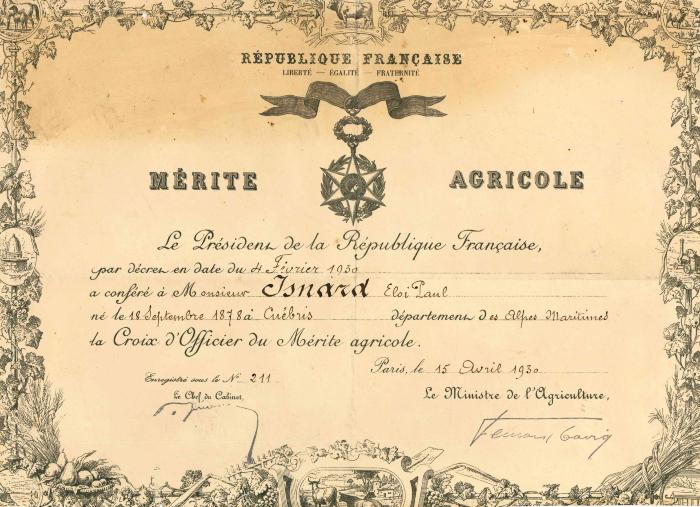 [Croix d'officier du mérite agricole]