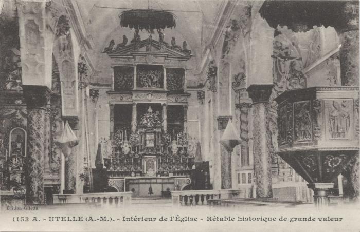 1153 A. - Utelle (A.-M.) - Intérieur de l'Eglise - Retable historique de grande valeur