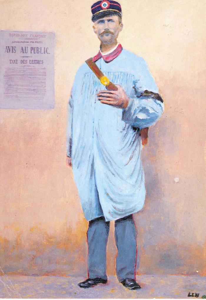 Facteur rural en Seine-et-Marne - 1898 Portrait de M. BOUCHE Peinture sur toile