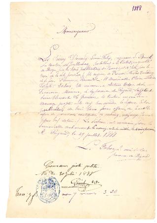 [Demande de dispense de mariage pour Louis-Félix Donadey, berger et Claire-Ferdinand Félicité Dahon
[Déclaration d'Etat libre de Jean-François Maynon et Marie-Madeleine Robion, tous deux veufs]
