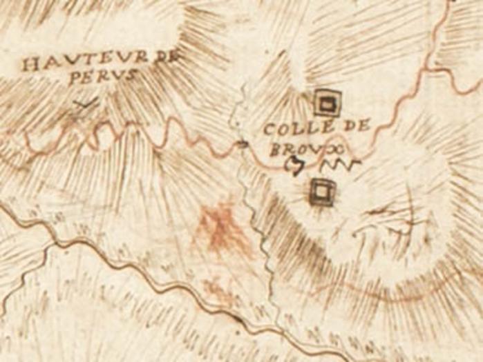 Flèche de Pérus. Détail de la Carte de Maréchal de Belle-Isle, 1747. Fonds AD06 01FI0177.