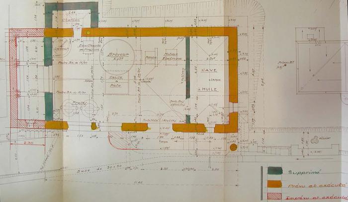 Plan du moulin à huile de Malaussène, 10 février 1917. Fonds AD06 7M348,