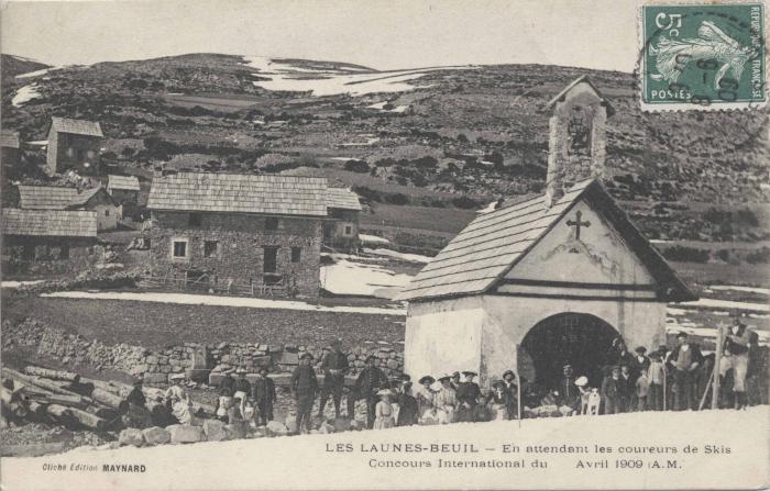 Les Launes-Beuil - en attendant les coureurs de ski. Concours international d'avril 1909.